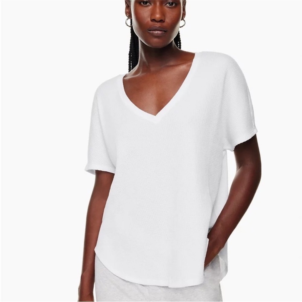 Artizia The Group Babaton Berry Thermal Waffle Knit T-Shirt WHITE Size Small